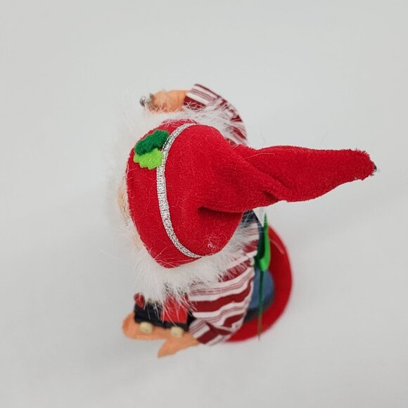 Annalee Workshop Santa Elf Doll In Overalls With Tool Belt Red Hat 2010 - Picture 6 of 8